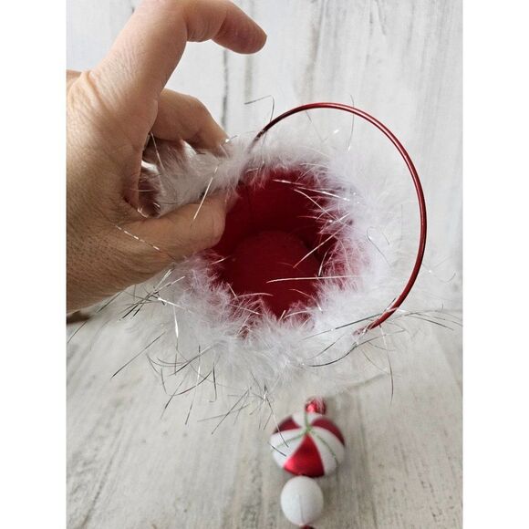 Santa bucket ornament feather glitter red ornament Xmas set tree - Picture 6 of 13